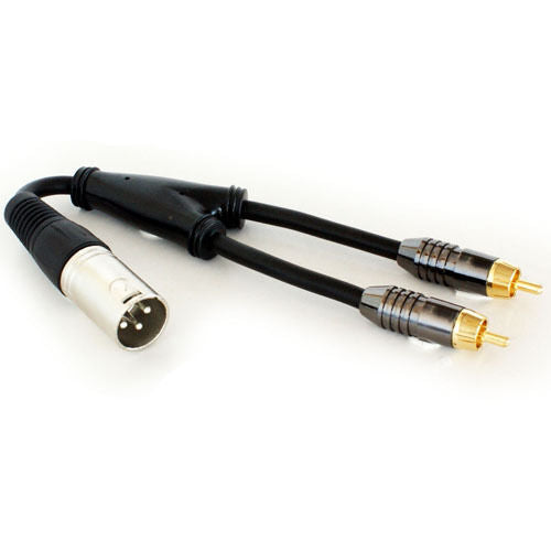 XLR Male to 2 RCA PHONO Plugs Y Splitter Cable Adapter Mixer Amp Audio Mic DJ Loops