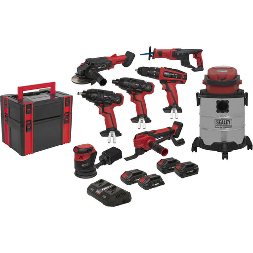 12 Piece 20V Cordless Power Tool Bundle - 4 Batteries & Dual Charger - Toolboxes Loops