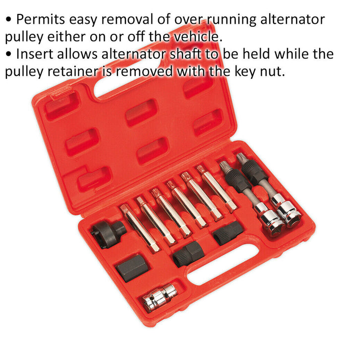 13 Piece Alternator Freewheel Removal Set - Alternator Pulley Removal Kit Loops