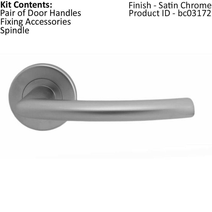 PAIR Oval Shaped Curved Bar Handle Concealed Fix Round Rose Satin Chrome Loops