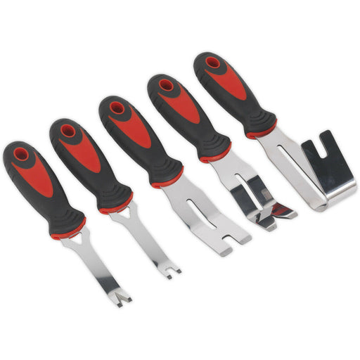 5 PIECE Door Panel & Trim Clip Removal Tool Set - U and V Profile Tips - Stubby Loops