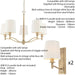 5 Bulb Ceiling Pendant Lamp & 2x Matching Wall Light Matt Antique Brass & Shade Loops