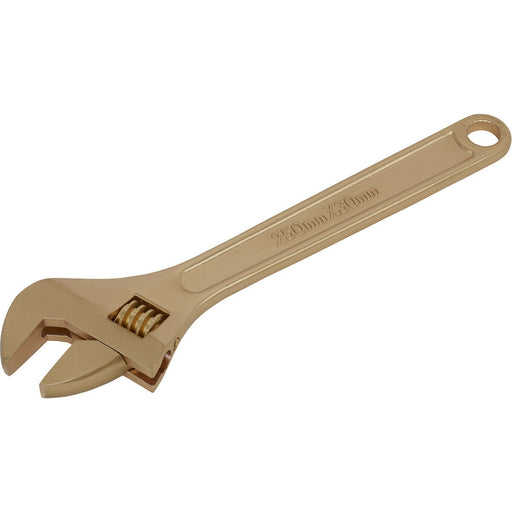 250mm Non-Sparking Adjustable Wrench - 30m Jaw Capacity - Beryllium Copper Loops