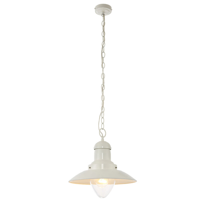 Ceiling Pendant Light - Gloss Cream & Clear Glass - 42W E27 - Dimmable Loops