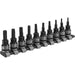 10pc PREMIUM TRX Star Socket Bit Set - 3/8" Square Drive T10 to T50 TORX Knurled Loops