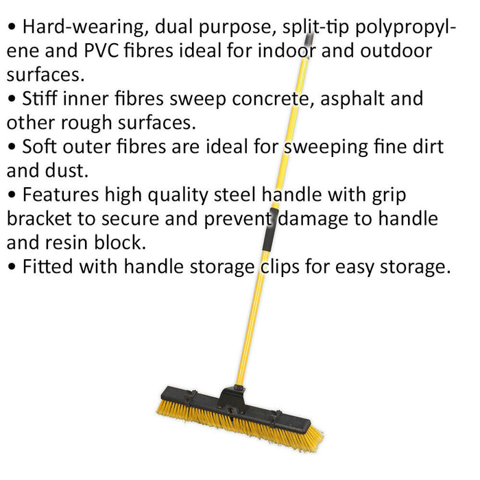 600mm Bulldozer Yard Sweeping Broom - Dual Purpose - Steel Handle with Grip Loops