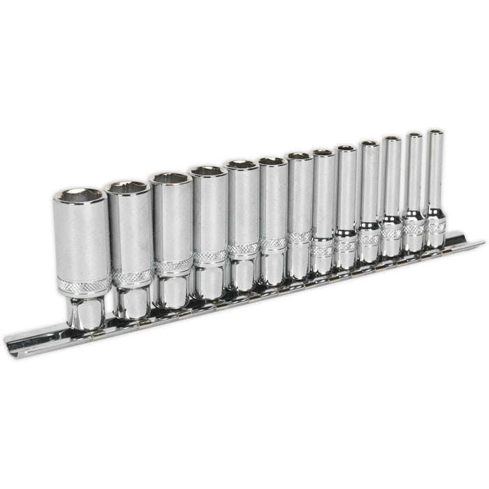 13 PACK DEEP Socket Set 1/4" Metric Square Drive - 6 Point LOCK-ON Rounded Heads Loops