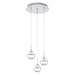 Pendant Ceiling Light Colour Chrome Shade Clear Glass Crystal Bulb LED 3x5W Loops