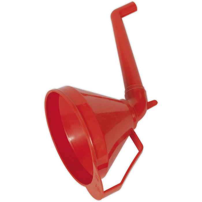 160mm Funnel with Fixed Offset Spout & Filter - Integrated Handle - Polyethylene Loops