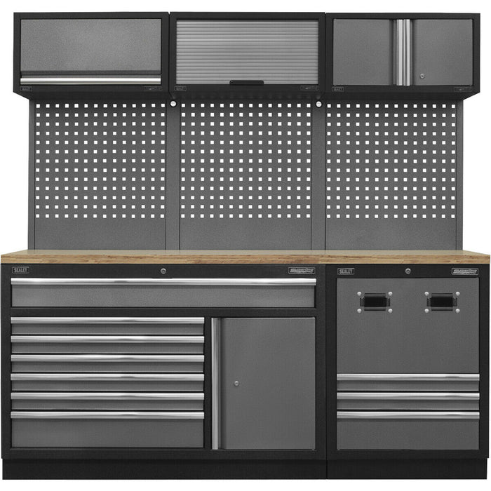 Modular Garage Storage Unit - 2040 x 460 x 2000mm - 36mm Pressed Wood Worktop Loops