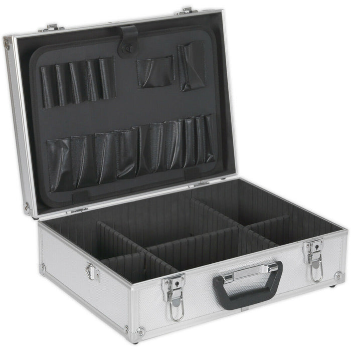 450 x 350 x 150mm Aluminium Tool Case & Electronics Storage Adjustable Dividers Loops