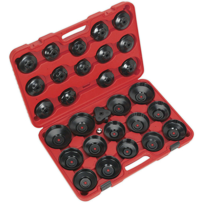 30 Piece Oil Filter Cap Wrench Set - 3/8" & 1/2" Sq Drive - Rust Protection Loops