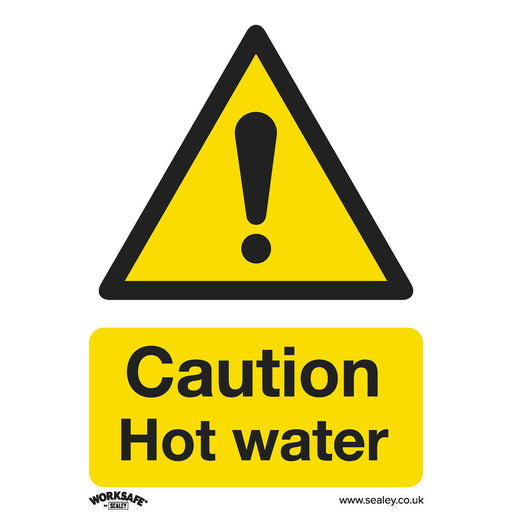 10x CAUTION HOT WATER Health & Safety Sign Rigid Plastic 75 x 100mm Warning Loops