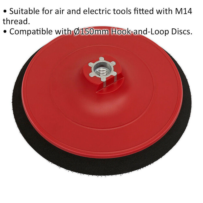 148mm DA Backing Pad for Hook & Loop Discs - M14 x 2mm Thread - Angle Grinder Loops