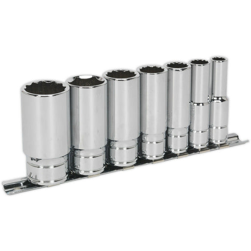 7 PACK - DEEP Whitworth Socket Set - 3/8" Imperial Square Drive 12 Point TORQUE Loops