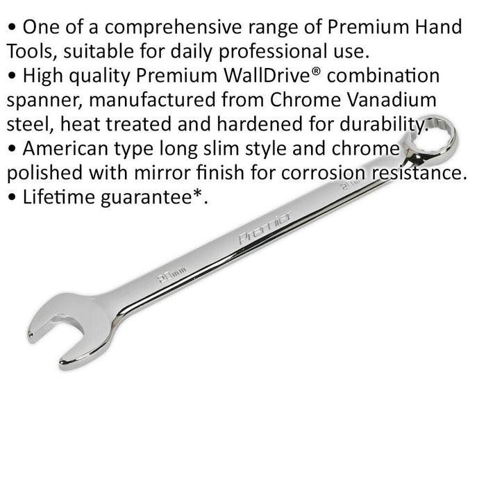 20mm Steel Combination Spanner - Long Slim Design Combo Wrench - Chrome Vanadium Loops