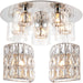 5 Bulb Ceiling Lamp & 2x Matching Flush Wall Light Round Chrome & Crystal Glass Loops