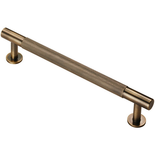 Knurled Bar Door Pull Handle 190 x 13mm 160mm Fixing Centres Antique Brass Loops