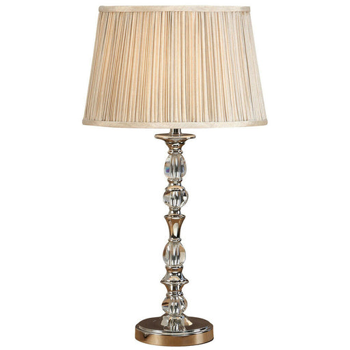 Diana Luxury 550mm Table Lamp Bright Nickel Beige Shade Traditional Bulb Holder Loops