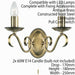 Dimmable LED Twin Wall Light Antique Brass Vintage 2x Bulb Lounge Lamp Lighting Loops