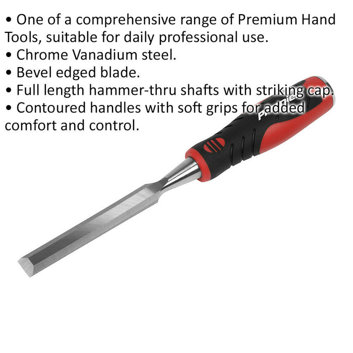 16mm Hammer-Thru Wood Chisel - Bevel Edged Blade - Chrome Vanadium Steel Loops
