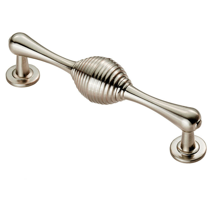 4x Reeded Beehive Handle on Round Rose and Stem 128mm Fixing Centres Nickel Loops