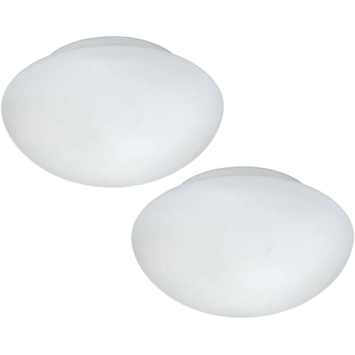 2 PACK Wall Flush Ceiling Light Colour White Shade White Glass Opal Matt E27 60W Loops