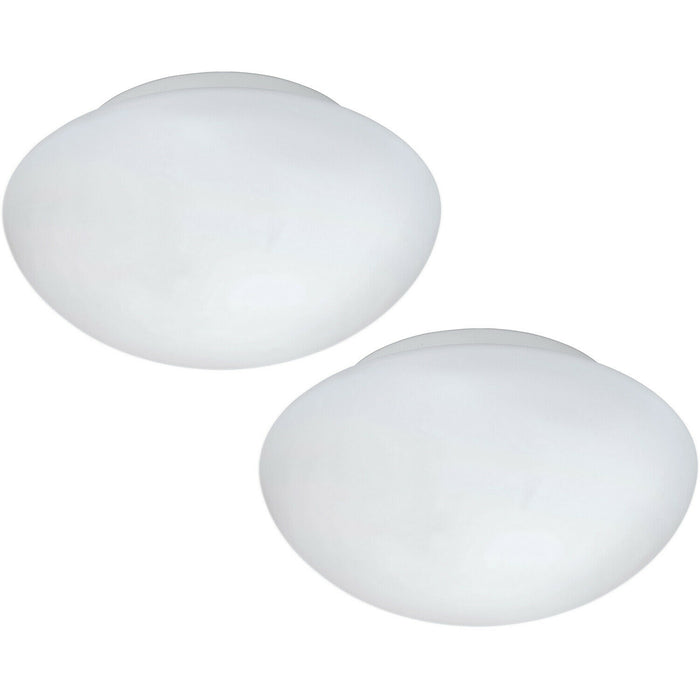 2 PACK Wall Flush Ceiling Light Colour White Shade White Glass Opal Matt E27 60W Loops