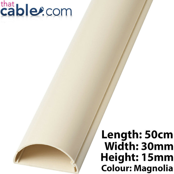 50cm 30mm x 15mm Magnolia HDMI / Audio Cable Trunking Conduit Cover AV Wall Loops
