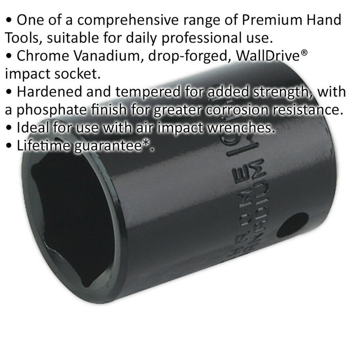 19mm Forged Impact Socket - 1/2 Inch Sq Drive - Chrome-Vanadium Wrench Socket Loops