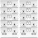 10 PACK 2 Gang Double UK Plug Socket SATIN STEEL & Grey 13A Switched Outlet Loops