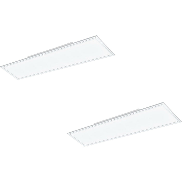 2 PACK Wall / Ceiling Light White Aluminium 1200mm x 300mm Panel 40W LED 4000K Loops