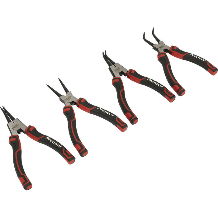 4 Piece 180mm Circlip Pliers Set - Spring Loaded Jaws - Forged  Non-Slip Tips Loops
