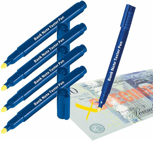 5 PACK Bank Pound Note Marker Pens - Money Checker Fraud Counterfeit Fake/Real Loops