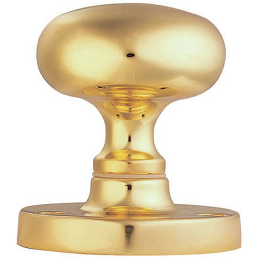 PAIR Mushroom Mortice Door Knob Half Sprung 52mm Diameter Polished Brass Loops