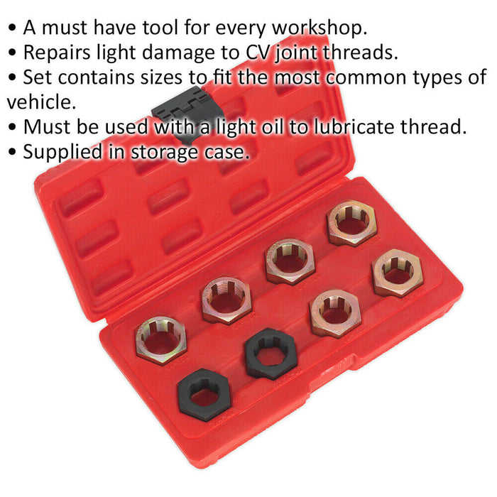 8pc CVJ Thread Chaser Set - Damaged Screw Thread Repair - M20 to M24 Large Kit Loops