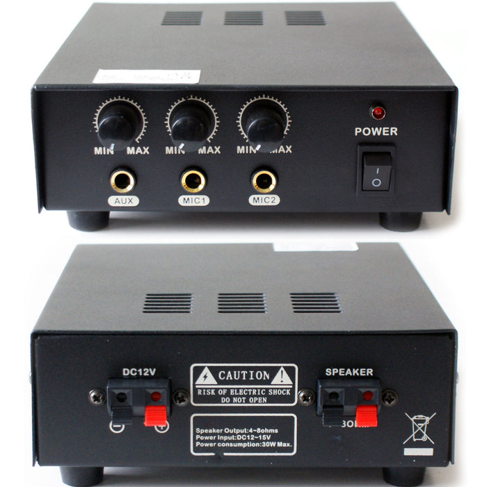 Mobile PA Vehicle 30W Amplifier Amp 12v DC Car Horn Public Canvasing Speaker Loops