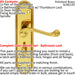 Door Handle & Bathroom Lock Pack Brass Scroll Lever Thumb Reeded Backplate Loops