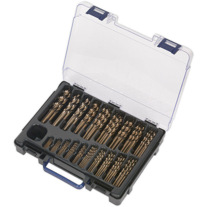 170 Piece Fully Ground HSS Cobalt Drill Bit Set- 1mm to 10mm - Split Point Tips Loops