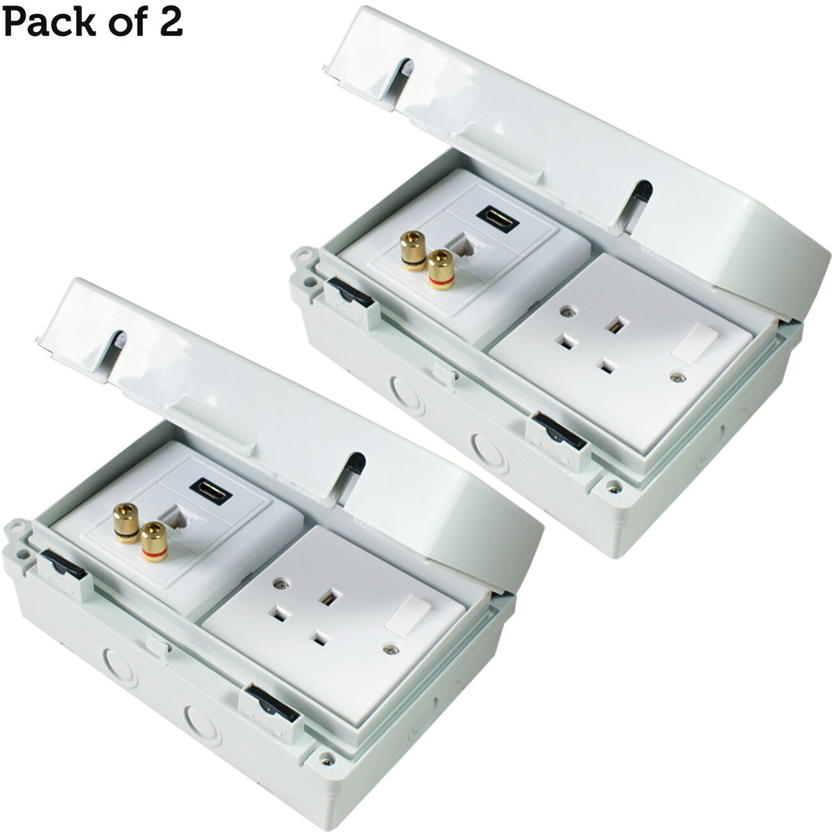 External Back Box *2 PACK* Dual Double Waterproof Outdoor Back Box External TV Module Pl ...