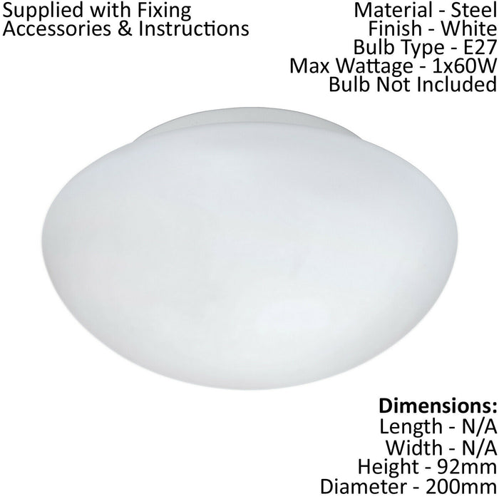 2 PACK Wall Flush Ceiling Light Colour White Shade White Glass Opal Matt E27 60W Loops