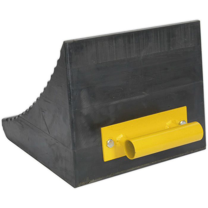 Heavy Duty Rubber Wheel Chock - 3.8kg - Nylon Reinforced - Robust Carry Handle Loops