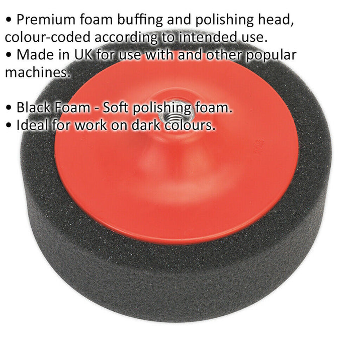 Buffing & Polishing Foam Head - 150 x 50mm - M14 x 2mm Thread - Soft Foam Loops