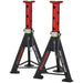 PAIR 6 Tonne Heavy Duty Axle Stands - 369mm to 571mm Adjustable Height - Red Loops