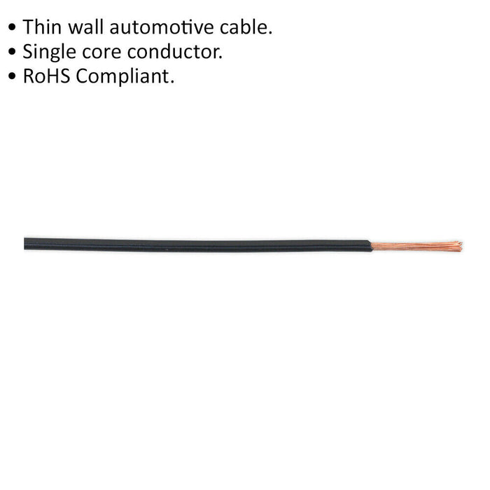 50m Black Automotive Cable - 16.5 Amps - Thin Walled - Single Core Conductor Loops