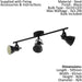 Flush Ceiling Light 3 Spots Colour Black Shade Bulb GU10 3x3.3W Included Loops
