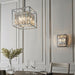 Hanging Ceiling Pendant Light Chrome & Crystal Gorgeous Modern Square Box Shade Loops