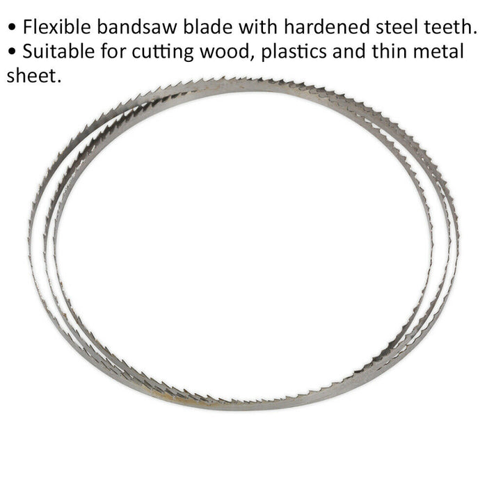 1400 x 6.5 x 0.35mm Bandsaw Blade Hardened Steel Teeth 6 TPI Wood Plastic Metal Loops