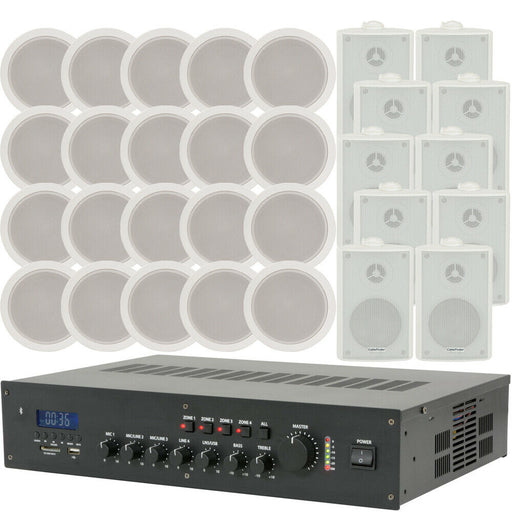 Bluetooth PA Amplifier & 30x Ceiling Wall Speaker Kit Background Music System