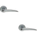 2x PAIR Straight Tapered Handle on Round Rose Concealed Fix Satin Chrome Loops